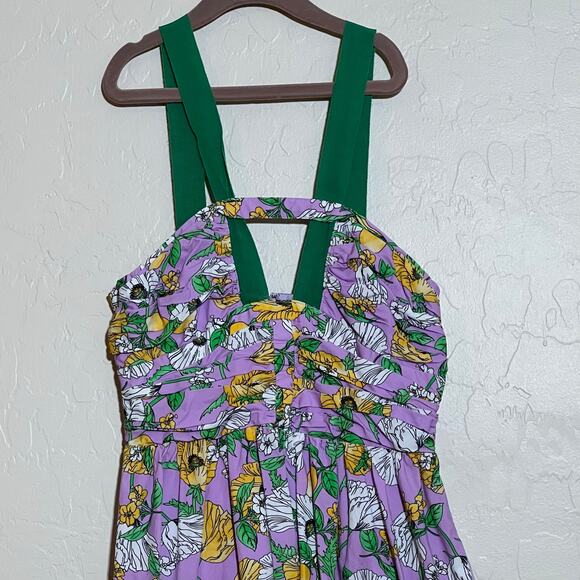 AMUR Leone Floral V Neck Sleeveless Midi Dress Purple Womens Size 4 Garden - Picture 8 of 16